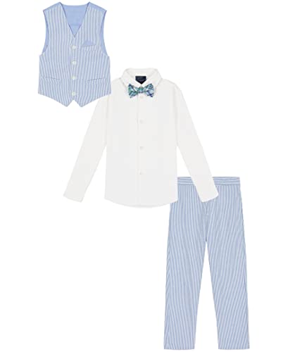 Tommy Hilfiger Boys' 4-Piece Formal Suit Vest Set, Includes Dress Shirt, Dress Pants, Vest & Tie, Regatta Blue, 14 - image 2