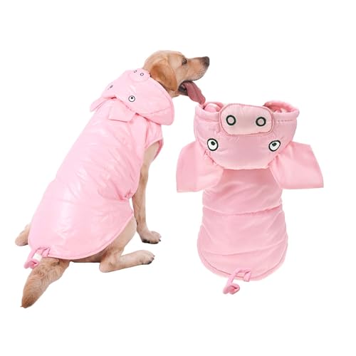 FLAdorepet Pink Pig Dog Costume Halloween Holiday Pet Dog Piglet Outfits Winter Coat Snowsuit Clothes for for Small Medium Large Dogs (Pig 4XL)