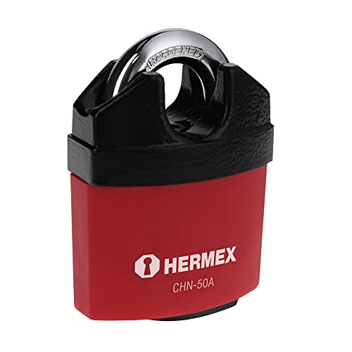 Hermex CHN-50A, Candado de hierro, 50 mm, llave anti-ganzúa, blíster
