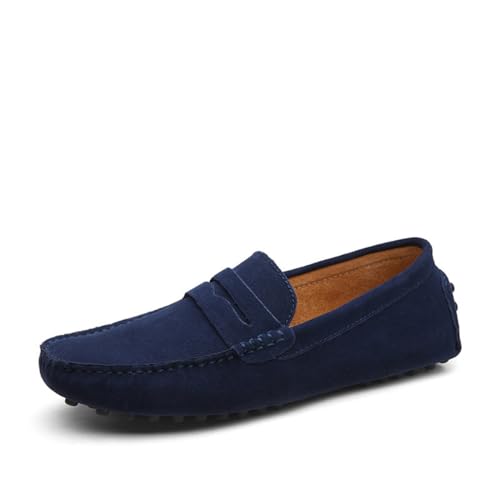 ticticlily Mokassins Herren Elegant Halbschuhe Komfort Wildleder Penny Loafers Gemütlich Fahrschuhe Stilvoll Mokassin Slippers Hausschuhe Pantoffeln A Dunkelblau 49 EU