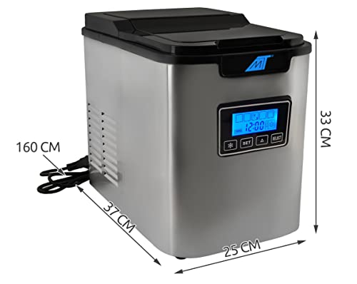 Eiswürfelmaschine mit Eiswürfelschaufel und Eiskorb 12 kg in 24 Std 9 Eiswürfel in 6-13 min 3 Eiswürfelgrößen 2,2 Liter Wassertank Edelstahl 5536 – Bild 3