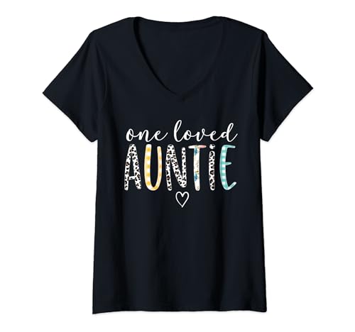 Mujer Auntie Gifts Women One Loved Auntie Mother's Day Camiseta Cuello V