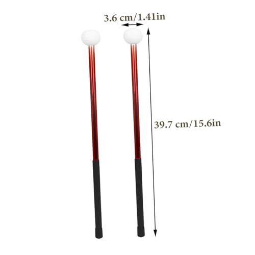 Paquete de 2 Baquetas para Batería con Cabeza de Fieltro Rojo miniatura 2