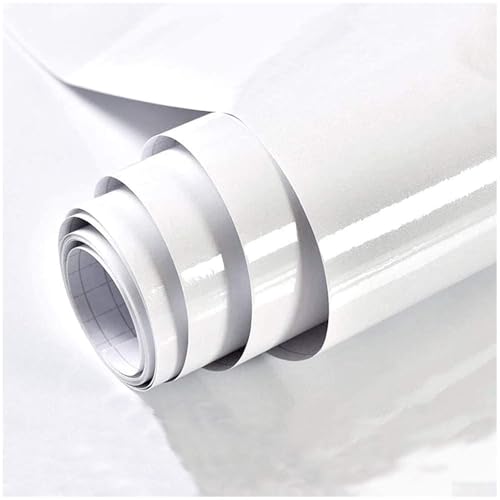 TANONE White Contact Paper with Tools Glossy Shiny Peel and Stick Wallpaper
