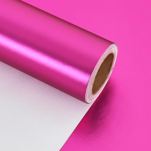 BEISHIDA Hot Pink Wrapping Paper Roll Metal Matte Solid Color Gift Wrapping Paper for Christmas Wedding Graduation Birthday(17inches X 32.8ft)