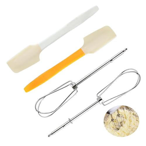 VINEST 2 Stück Rührbesen Manuell, Ersatz Schneebesen zum Schlagen, Edelstahl Rühreinheit, mit Spatel, Rührstab für Rechts Links Quirl Mixer, für Handmixer