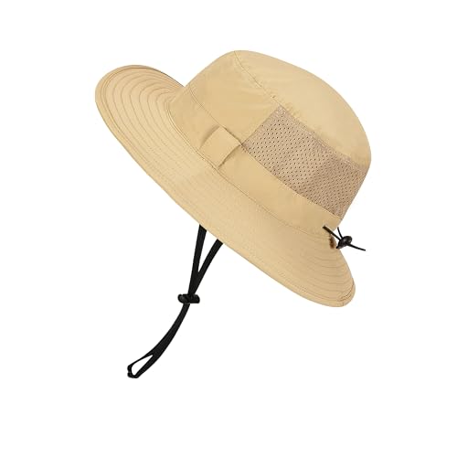 Solaris Kids Sun Hat UPF50+ Sun Protection, Large Mesh Super Breathable Outdoor Travel Beach Play Bucket Hats for Girs Boys Teenagers 5-13 Years, Olive