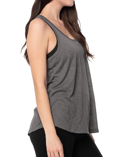 Image of Sexy Basics Women's Everyday Flowy Burnout Slub Racer Back Tanks | Active Workout Tops | Multi Packs & Colors
