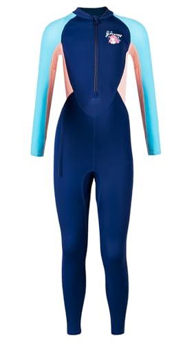 Teen Girls Full Body Swimsuit Rash Guard One Piece Surfing Suit Quick Dry Long Sleeve UV Sun Protection Bathing Suit Blue XX-Large 2025 Swimwear