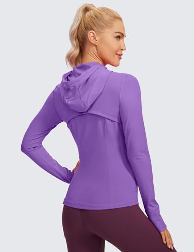 Image of CRZ YOGA Butterluxe Hoodie Jackets Hip Length | Extremely Soft, Athletic, Slim Fit, Full Zip, Back Mesh Vent, Side Zip Pockets, Thumb Holes, for Women