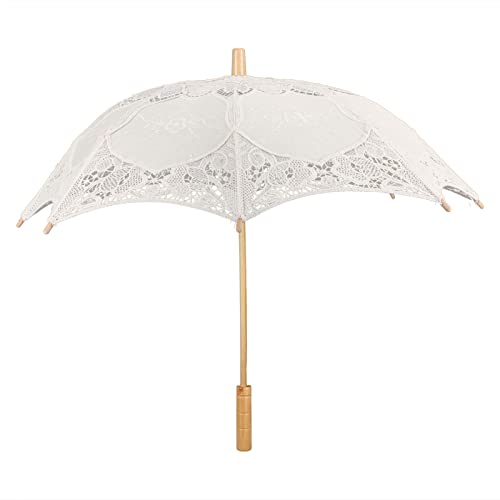 Paraguas de flores de encaje Sombrilla nupcial de boda Bordado hecho a mano Paraguas artesanal Danza Fotografía Paraguas Accesorios para conciertos, teatros, suministros de escenario(L-beige) Cover
