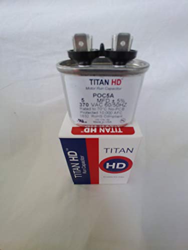 Packard POC5A Titan HD Run Capacitor 5 MFD 370V Oval