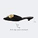 QEOSNBX Women's Satin 3D Metal Flower Kitten Heel Mules Fashion Pearl Closed Pointed Toe Slip On Comfort Low Heeled Dress Slide Sandals for Wedding Party Bridal Evening (Black,10)