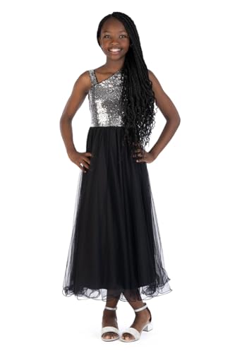 Amazon.com: Speechless Girls' Sleeveless Sequin and Mesh Maxi Party Dress,  Black/Silver, 7: Clothing, Shoes & Jewelry