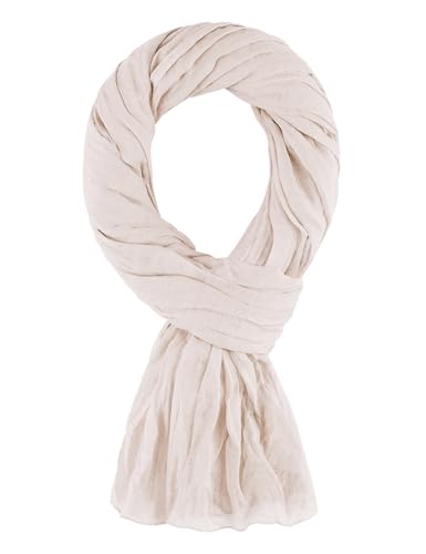 Bufanda Fular Pañuelo Estola Chal 100% Algodón – Blanco Lino - Tamaño 200 X 110 CM – Mujer y Hombre - Cómodo y Ligero