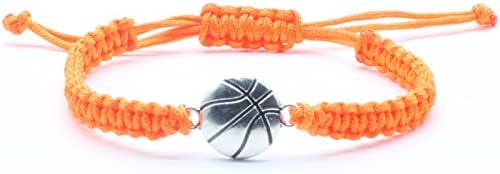 Basketball Bracelet - Basketball Gifts For Girls Adjustable Braided Basketball Bracelets For Girls Basketball Gifts Orange Basketball Jewelry Basketball Party Favors Pack Of 1