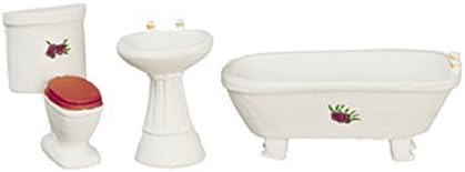 Melody Jane Dollhouse White Bathroom Suite Furniture Set 1:24 Half Inch Scale