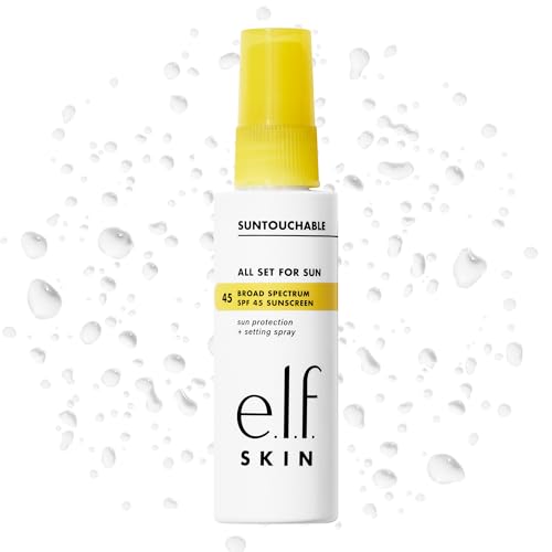 e.l.f. SKIN All Set For Sun SPF 45 Setting Spray, Clear Makeup Setting Mist + Sunscreen, Weightless...
