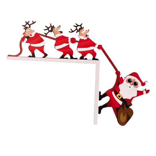shamjina Moldura de porta de Natal Placa de canto de Natal Engraçado enfeite de porta de madeira para armário interno e externo Manto de casa, para a Direita