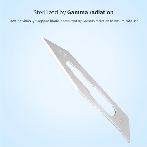 Image of JMU 100pcs Scalpel Blades Sterile #24, Disposable Stainless Steel Surgical Blades, Individually Foil Wrapped