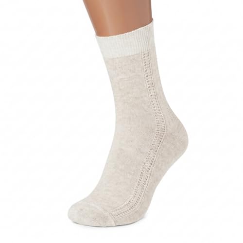Image of Women's Crew Socks - Thin, Breathable Organic Linen, (5, X-Large) - Comfortable Everyday Socks