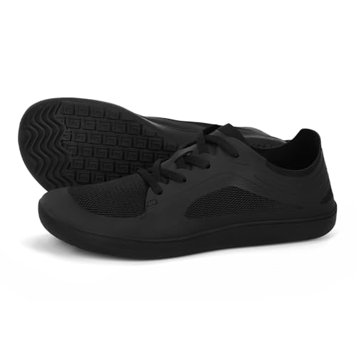 Hike Men's Barefoot Shoes Wide Toe Box Footwear, Minimalist Walking with Arch Support Zero Drop Sole for Sneakers Walking grounding Trail Running Black