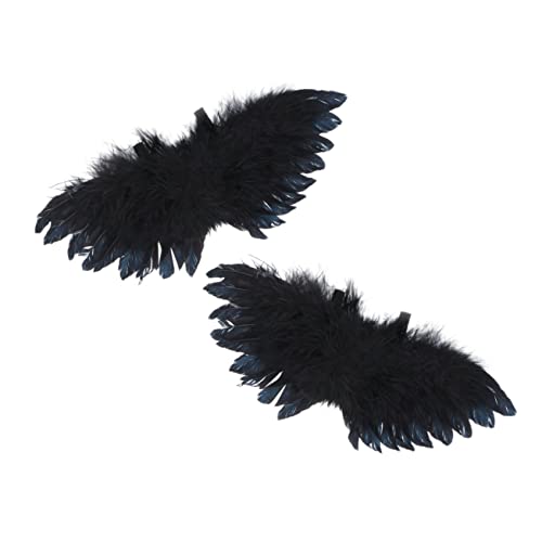 Yardwe 2Piezas Alas De Ángel Negras Decoraciones Creativas De Bricolaje para Muñecas Accesorios De Fiesta y Disfraces ala De Pluma para Manualidades