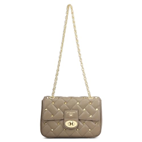 Image of Da Milano Leather Grey Shoulder Bag for Women (00230XSOL)