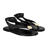 GTBINGGO Black Flat Sandals for Women Strappy Sandals Comfortable Dressy Beach Thong Sandals Flip Flop Slides for Women
