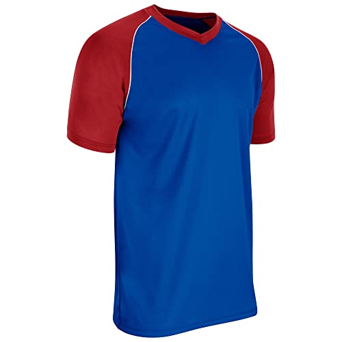 Maillot de baseball en maille légère Champro adulte XL haut respirant bleu blanc rouge