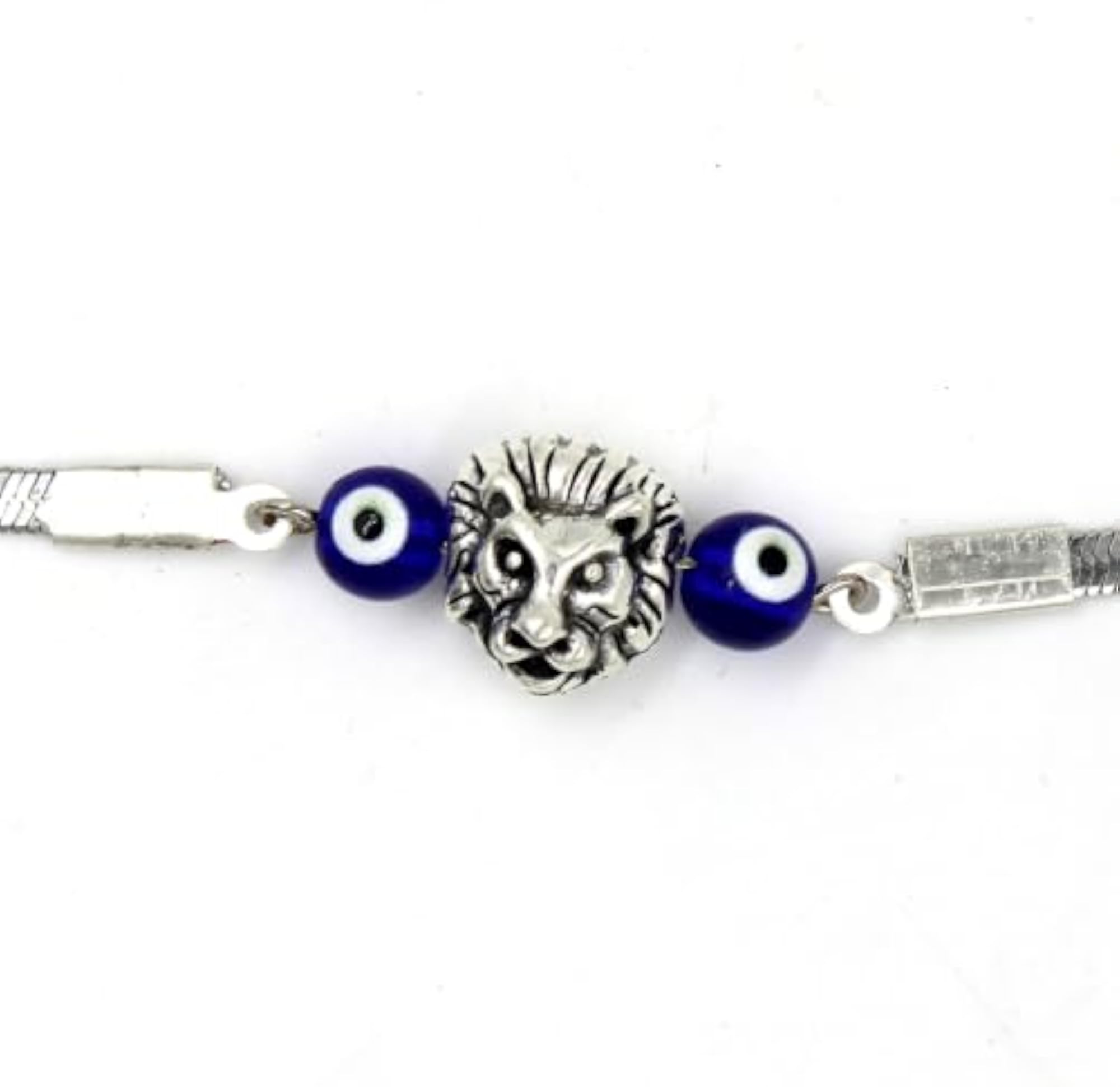Evil Eye Lion Adjustable Bracelet, High Polish Snake Chain