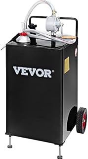 VEVOR 30 Gallon Gas Caddy, Fuel Storage Tank with Wheels, Portable Fuel Caddy with Manuel Transfer Pump, Gasoline Diesel Fuel Container for Cars, Lawn Mowers, ATVs, Boats, More, Black