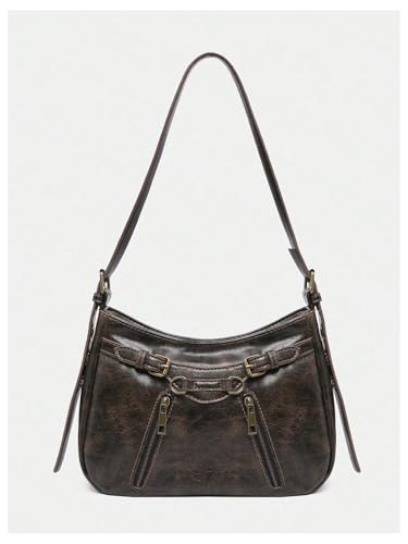 SweatyRocks Women's Retro Leather Shoulder Bags PU Leather Buckle