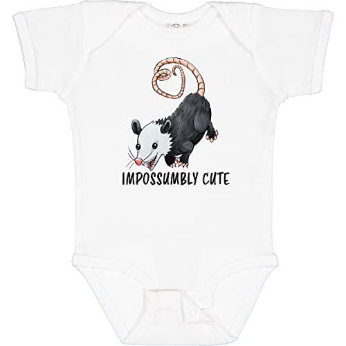 inktastic Impossumbly Cute Possum Pun Baby Bodysuit, Newborn, White