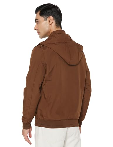 Image of Qube By Fort Collins Men's Light Winter Jacket - Lightweight Hooded Jacket for Men with Detachable Hood | Full Zip Warm All-Season Bomber Jacket with Side Pockets for Winter Wear, Travel & Daily Use