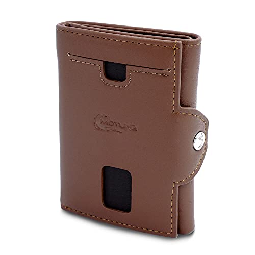 MOTUNE® Smart Wallet II mit Münzfach - Geldbörse Herren und Damen mit 8 Kartenfächer - Portemonnaie für Männer und Frauen - Slim Wallet Brieftasche mit RFID-Schutz und Platz für 12-14 Karten (Braun) Cover