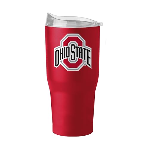 Logo Brands NCAA Ohio State Buckeyes 30oz Flipside Powder Coat Stainless Steel Tumbler - Insulated, Keeps Drinks Hot/Cold for Hours, High Lip Slider Lid
