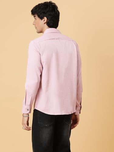 Image of KOTTY Men's Textured Casual Shirt - Long Sleeve||Button-Down Collar||Classic Fit