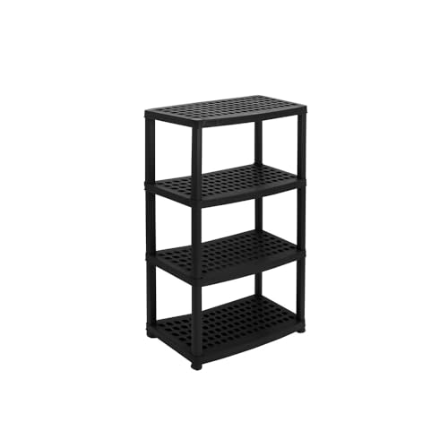 Consejos para Comprar Estantes plasticos los mejores 10. 46 POLYCAR, Estante De Plástico Modelo Organizer 4 con Repisas Ventiladas (Negro)