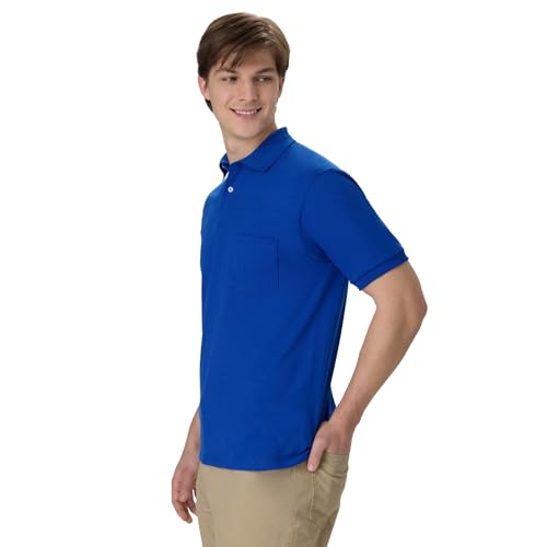 Hanes Men's Short-Sleeve Jersey Pocket Polo (Pack of 2), Deep Royal, XX-Large - image 5