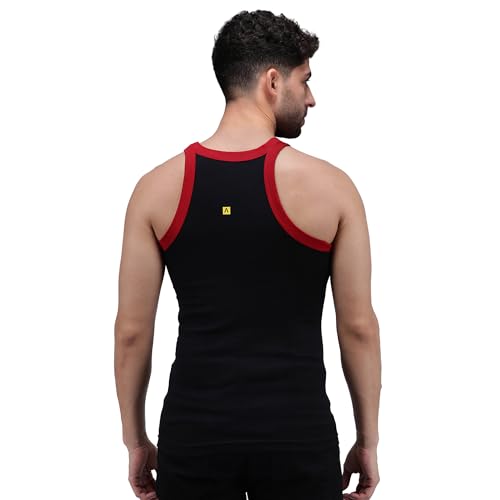 Image of Amul Comfy Men's Vest | 100% Pure Cotton Rib Fabric | U Neck Sleeveless Innerwear | Ultra Soft Hand Feel | Extremely Stretch Fit | Seamless Comfortable Color May Vary (Pack of 4)