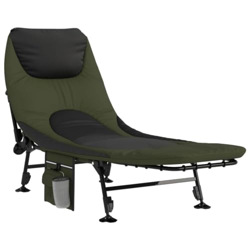vidaXL Tumbona de Pesca Verde Ajustable