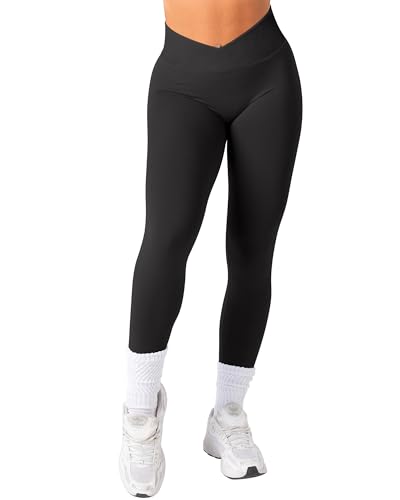 TAYOEA Sport Leggings Damen V Cross Stretch Push Up Yoga Leggings Scrunch...