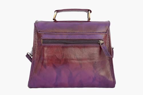 Leather Shoulder Bag for Women – Vintage Crossbody Satchel with Adjustable Strap – Full Grain Goat Leather Purse for Daily Use, Office, Travel & Gifts (Brown)3