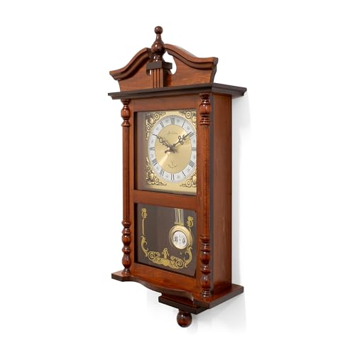 Acctim Westbury Radio Controlled Large Dark Wooden Westminster Chiming regulator Quartz Wall Clock with pendulum