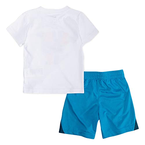 Image of Nike Boys Polyester Solid Little 2 Piece Swoosh T-Shirt Tee & Mesh Shorts Set