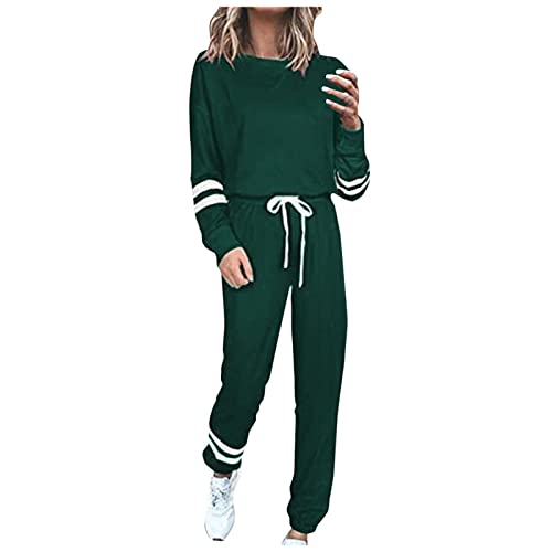 Sanfahion - Chándal para mujer, sudadera y pantalones casuales a la moda, a rayas, con cremallera, manga larga, jersey chic Tops + pantalones deportivos, Z- Rosa, XL