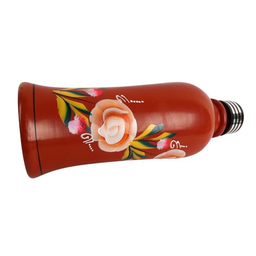 Image of KSI Organic Clay Water Bottle 1L Terracotta Drinking Bottle with Lid, Handmade Earthen Water Storage Bottle, Naturally Cooling Mud Bottle for Home Kitchen Dining