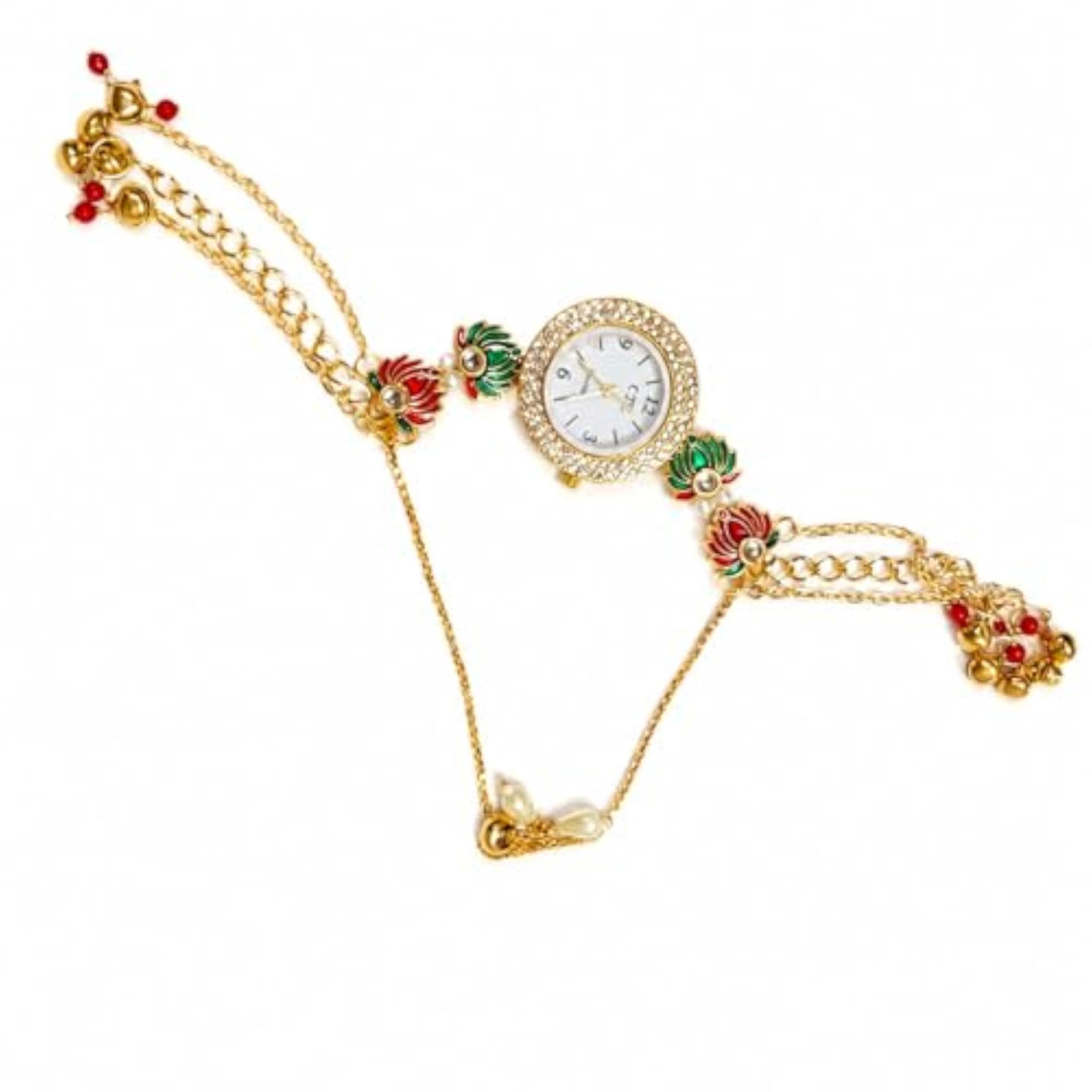 Women's Kundan Stone Bracelet Watch, Elegant Gift