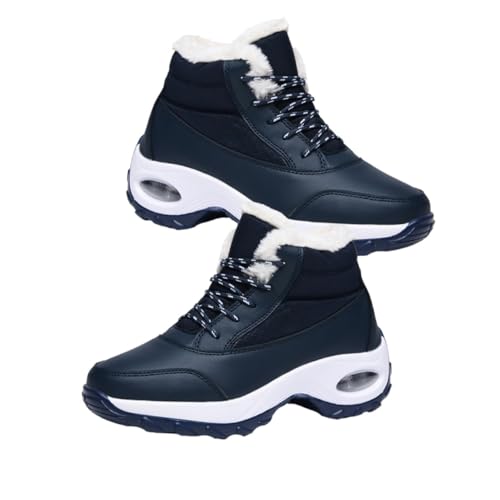 Uonlytech Botas de Nieve para Mujer Azul Talla 36 Cámara de Aire Forro de Felpa Cálido Diseño Antideslizante y Media Caña para Invierno y Frío Intenso